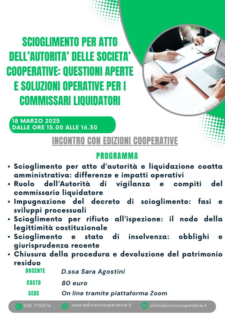Scioglimento per atto dell'autorità delle società cooperative: questioni aperte e soluzioni operative per i commissari liquidatori