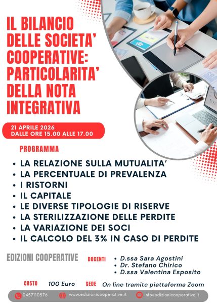 Il bilancio delle società cooperative: particolarità della nota integrativa