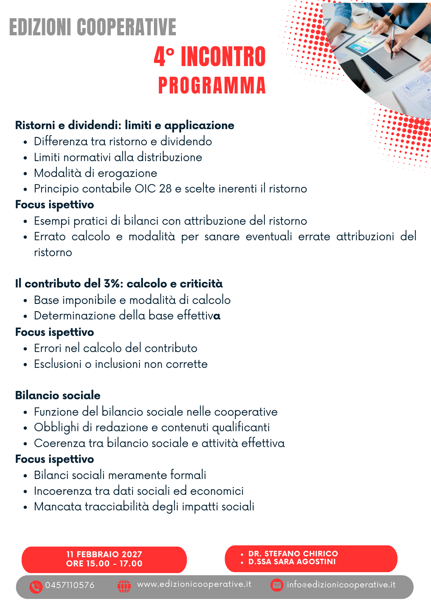 4° INCONTRO: GIOVEDÌ 11 FEBBRAIO 2027 ORE 15.00–17.30